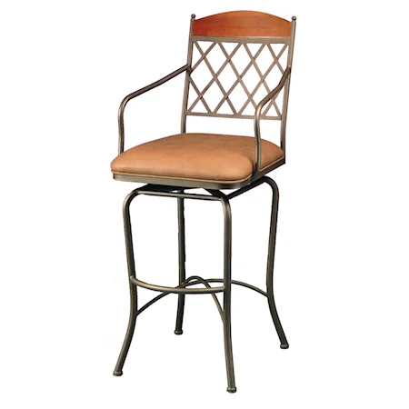 30" Bar Height Bronze Metal Bar Stool with Curved Legs